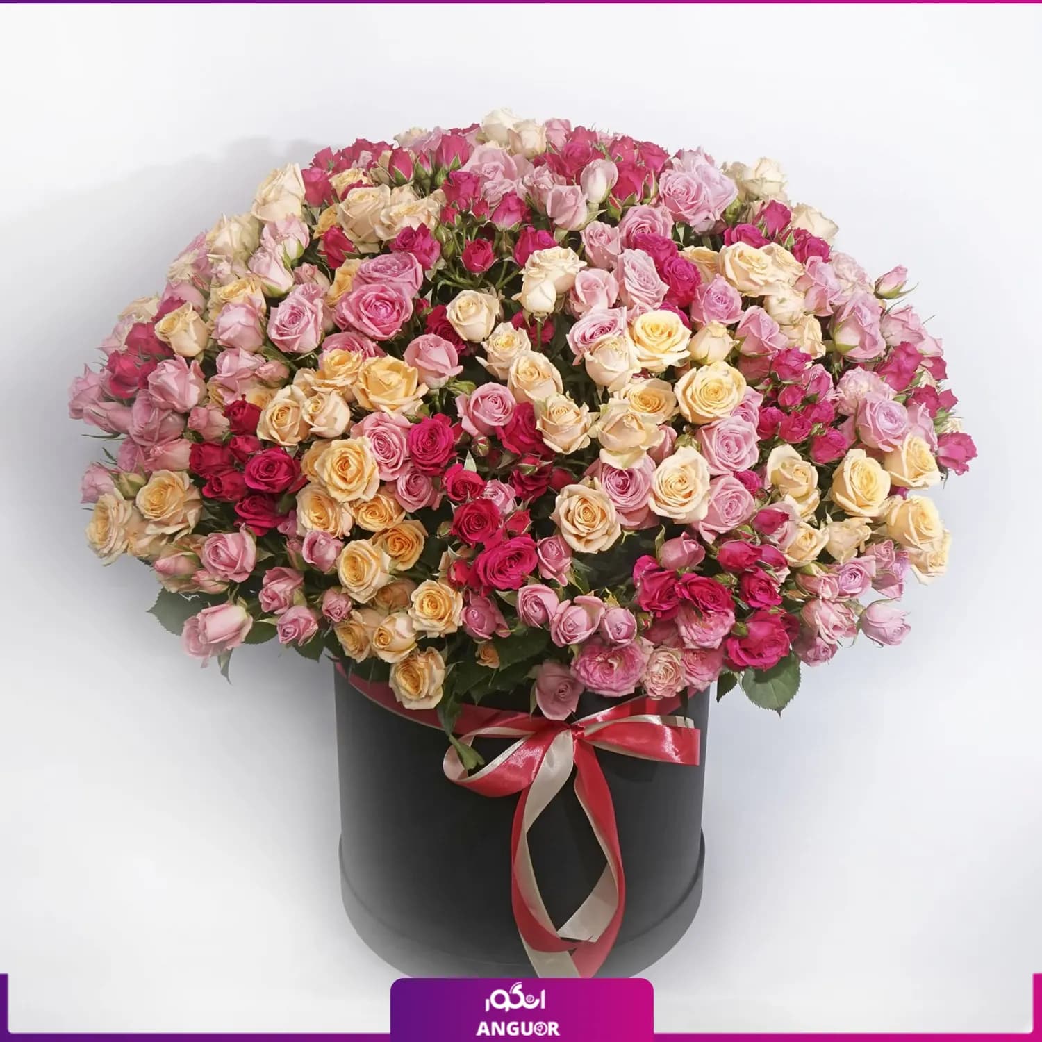 باکس گل رز مینیاتوری چند رنگ لوکس — تصویر ۲