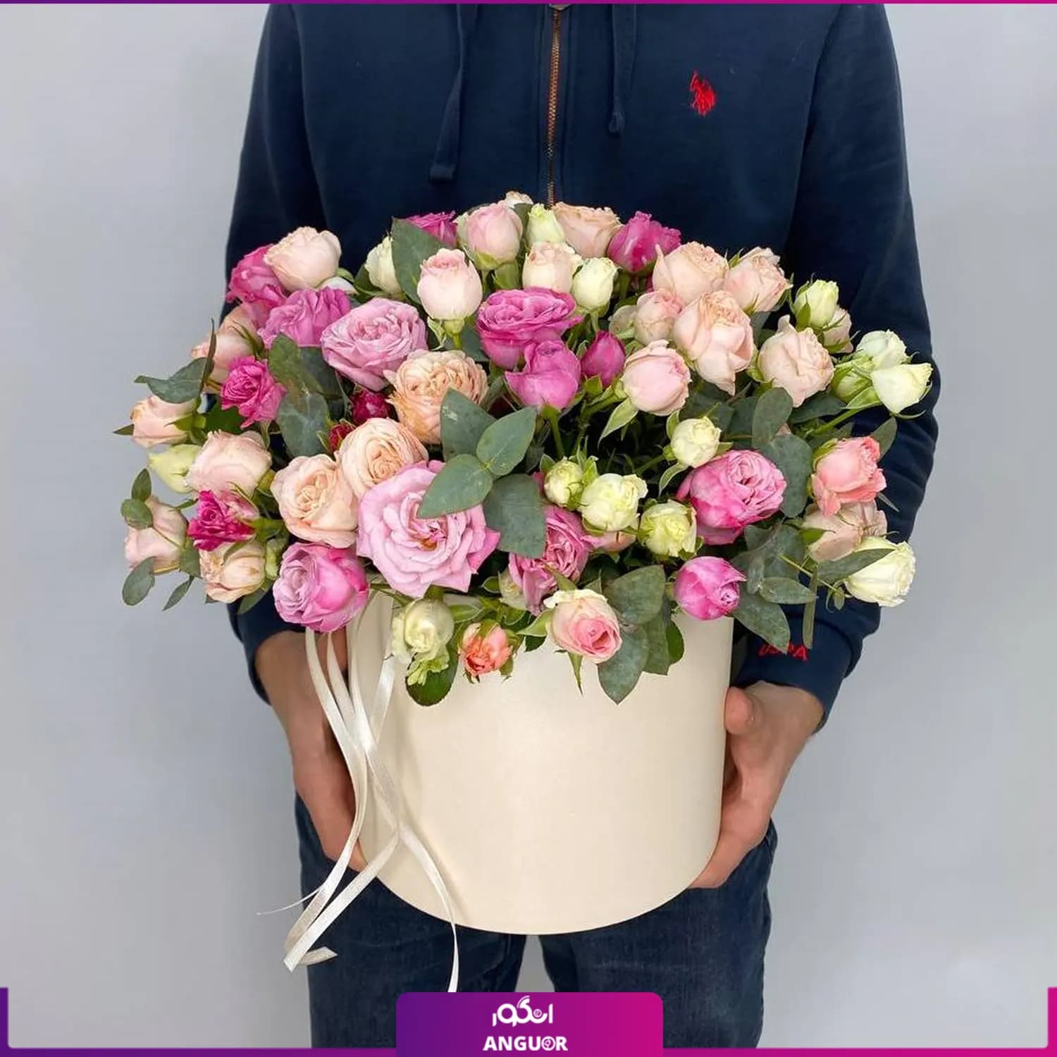 باکس گل رز مینیاتوری تم صورتی — تصویر ۲