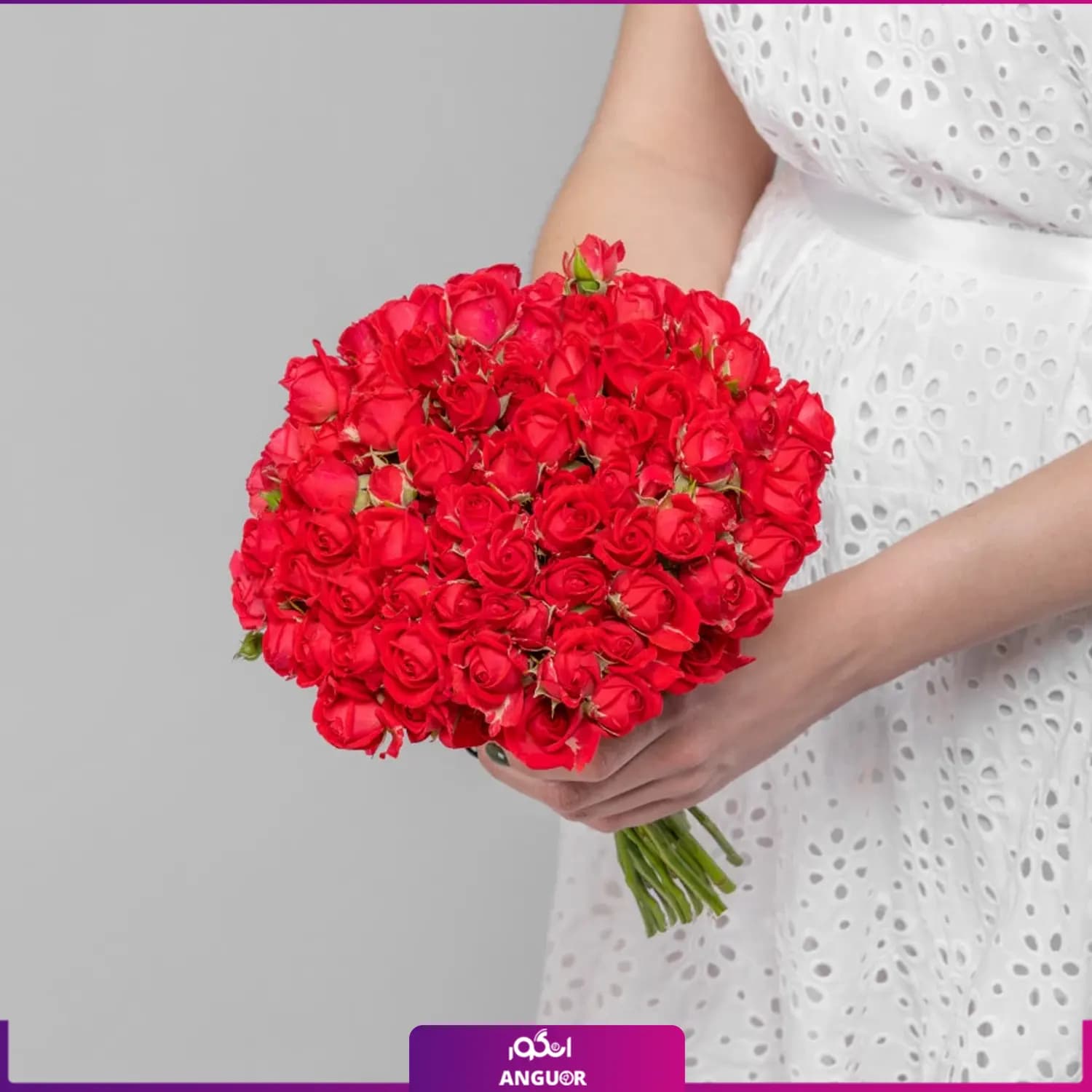 دسته گل عروس رز مینیاتوری قرمز
