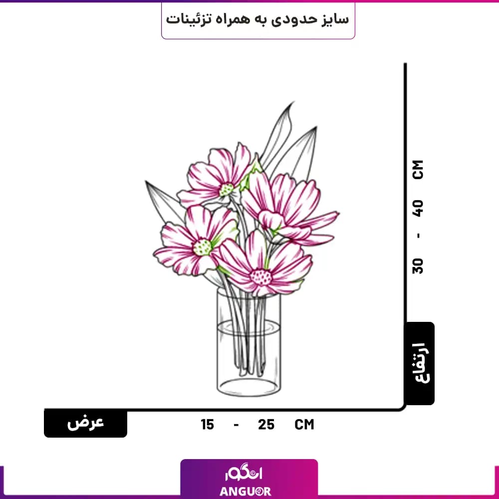 دسته گل لیسیانتوس دو رنگ با گلدان شیشه ای (سفید، بنفش) — تصویر ۶