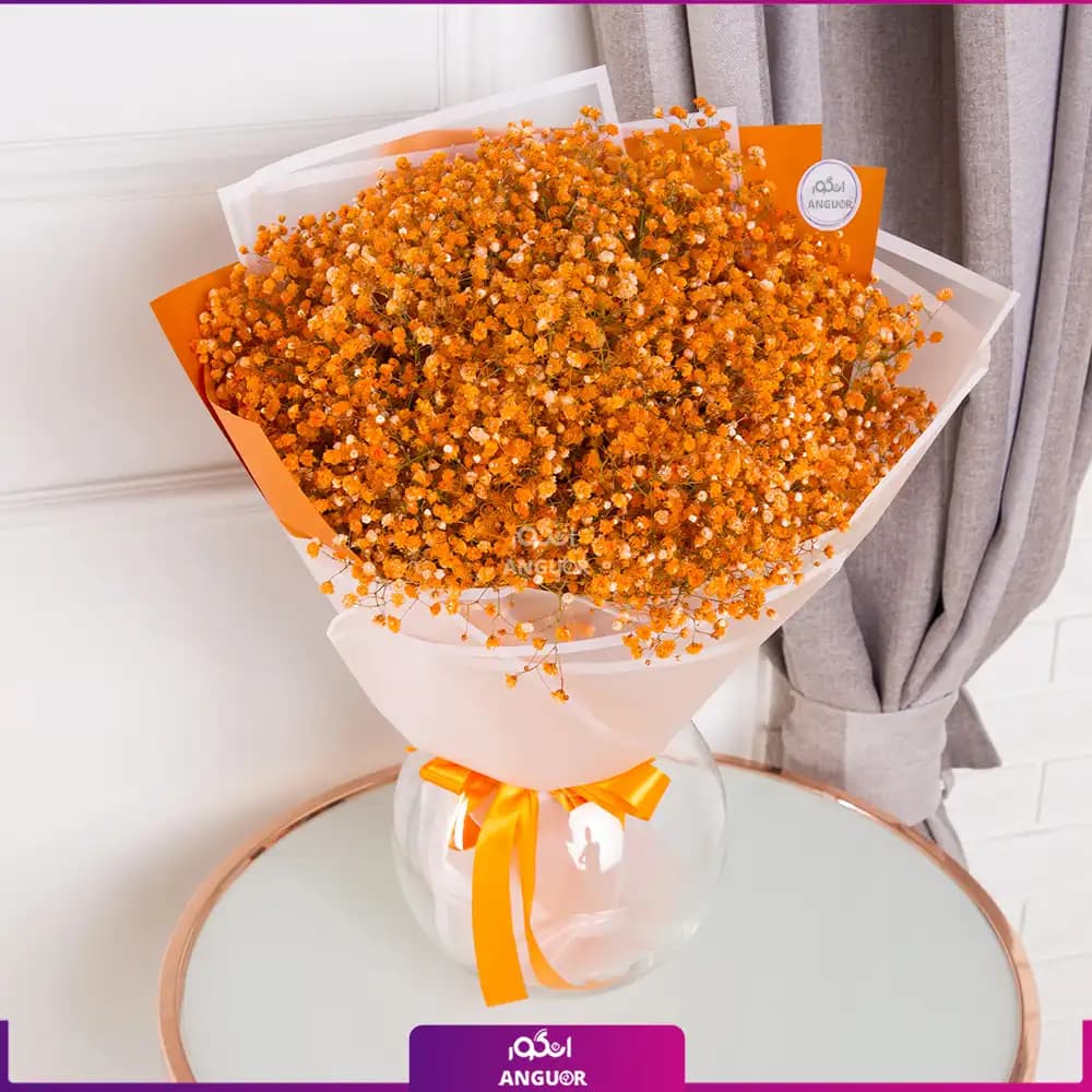 دسته گل ژیپسوفیلا نارنجی (گل عروس) — تصویر ۴