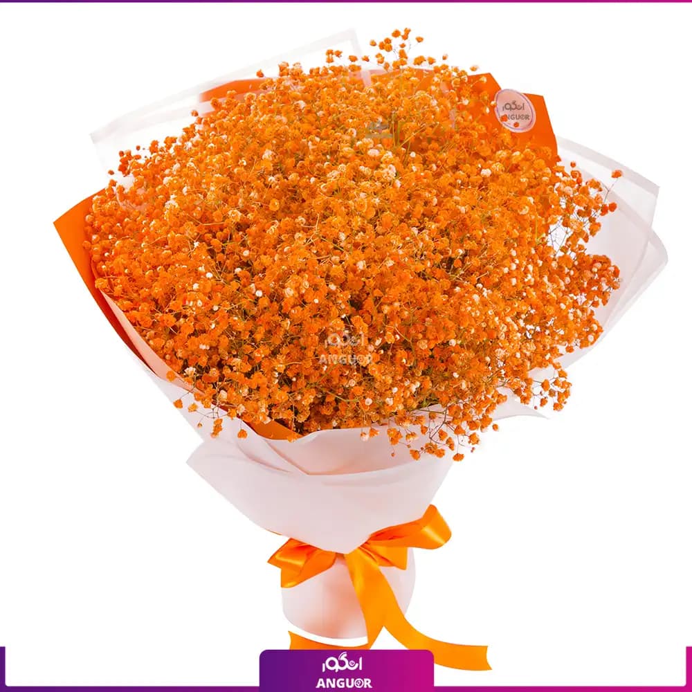 دسته گل ژیپسوفیلا نارنجی (گل عروس)