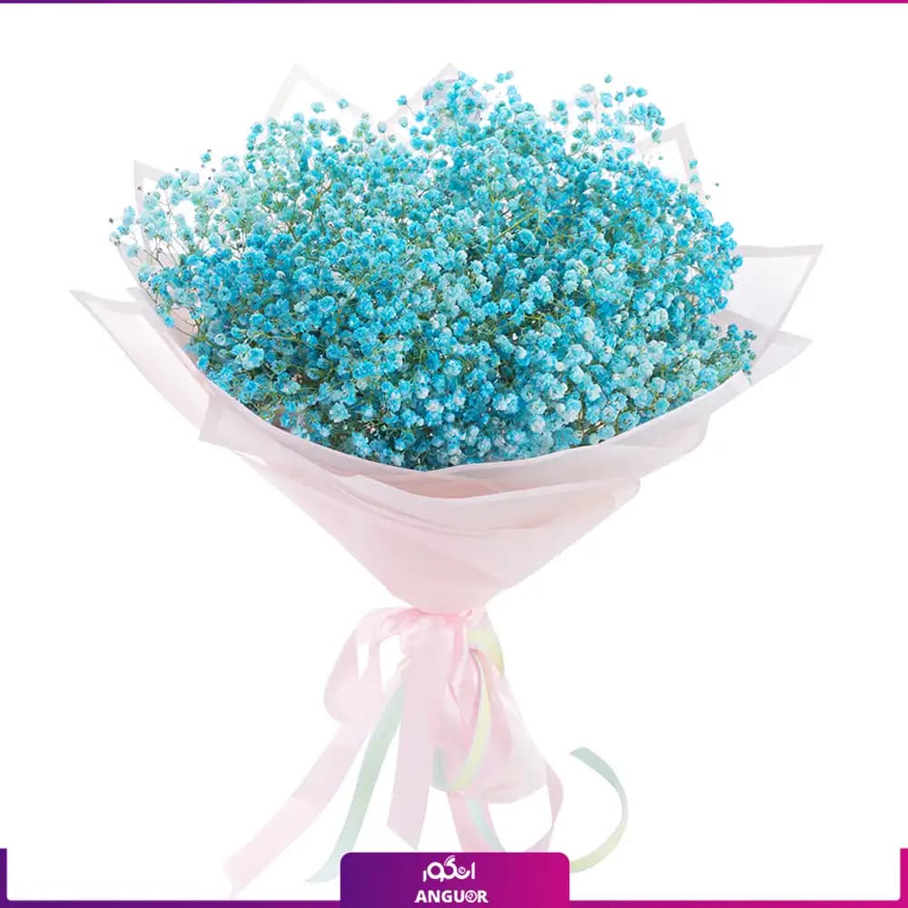 دسته گل ژیپسوفیلا فیروزه ای (گل عروس)