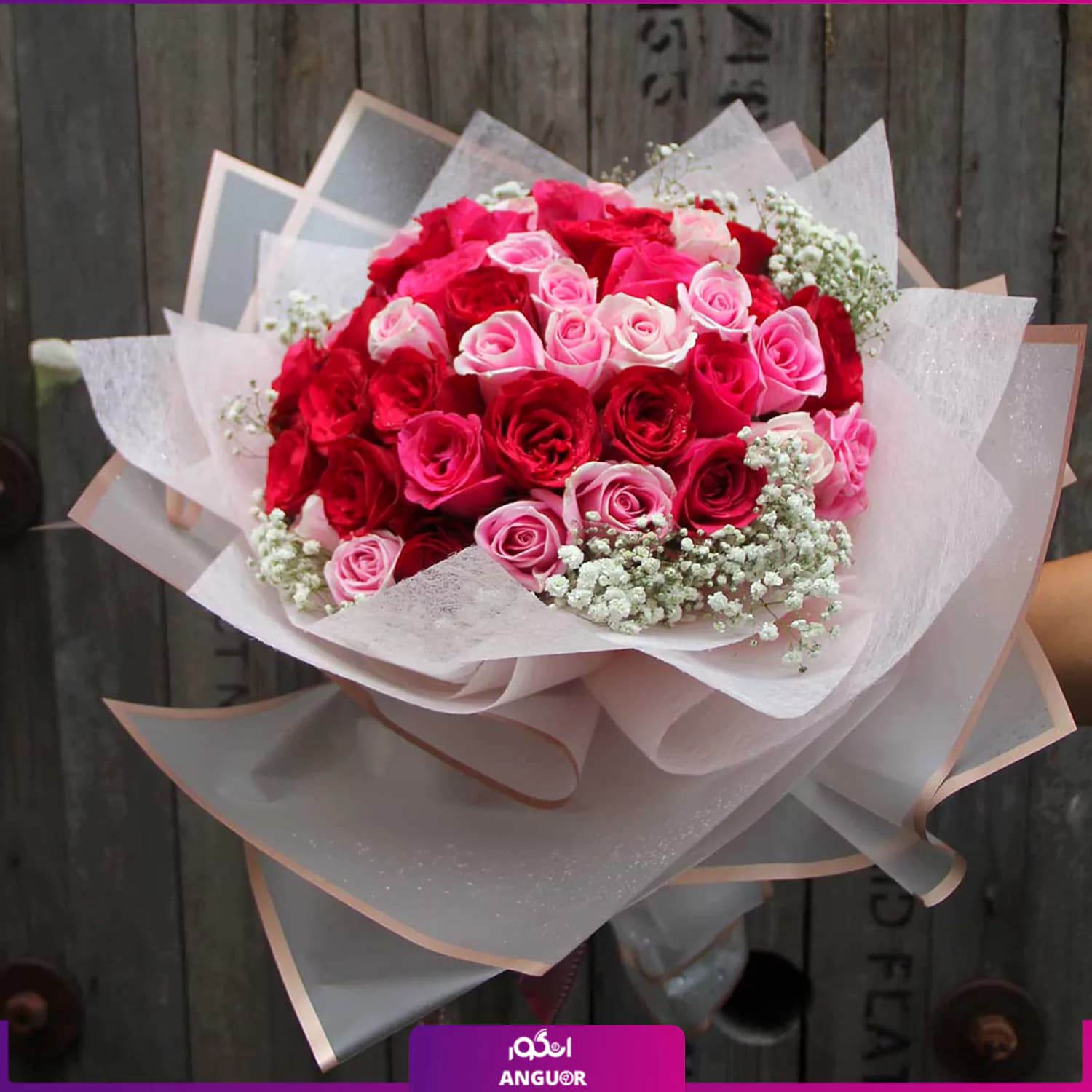 دسته گل رز 50 شاخه — تصویر ۴