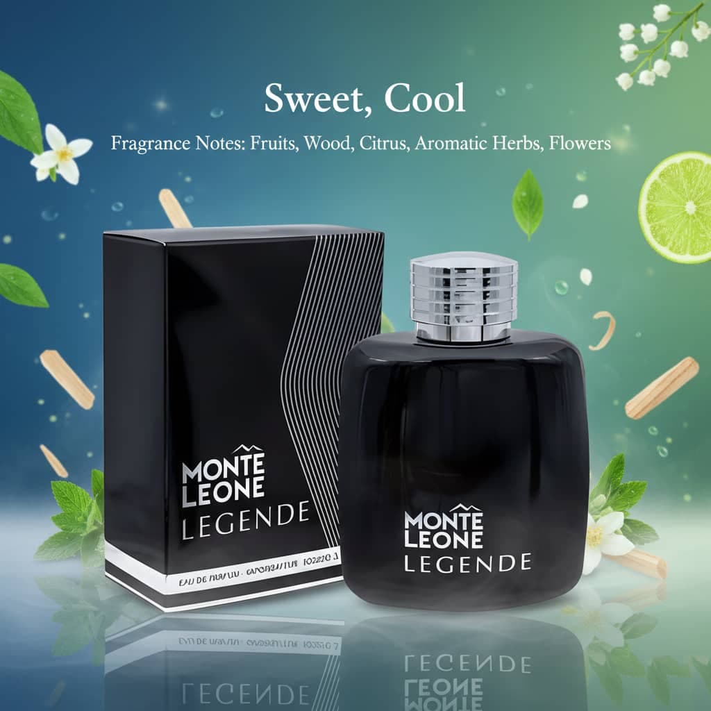 عطر ادکلن مردانه مون بلان لجند فراگرنس ورد مدل مونت لئون لجند (Fragrance World Mont Blanc Legend) حجم 100 میل — تصویر ۶