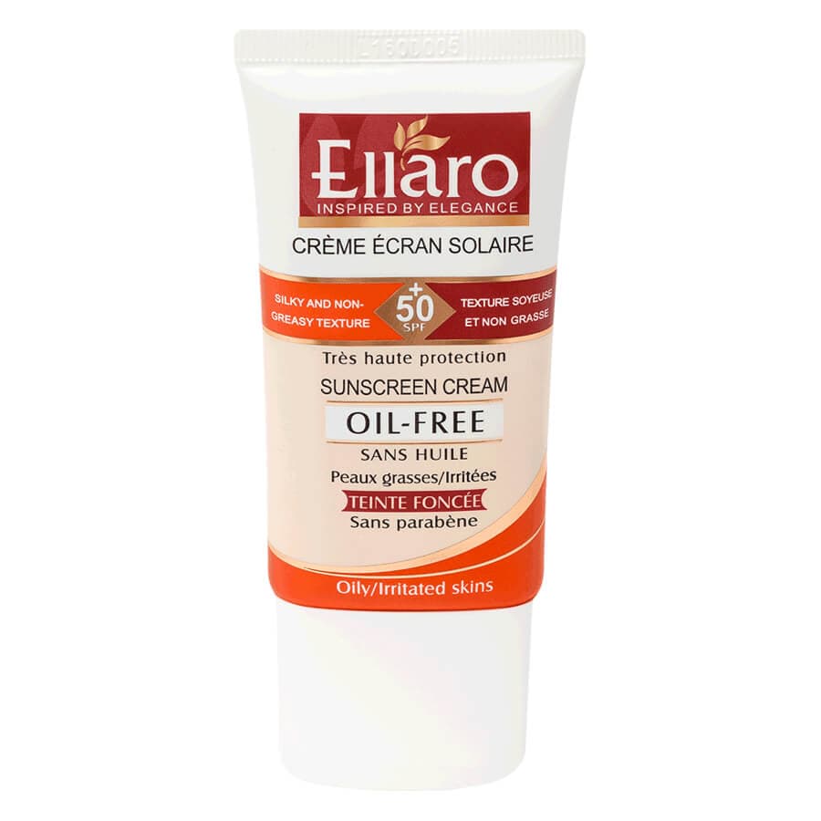 كرم ضدآفتاب بژ طبیعی اِلارو Ellaro با SPF 50 مناسب پوست های چرب حجم 40 میلی