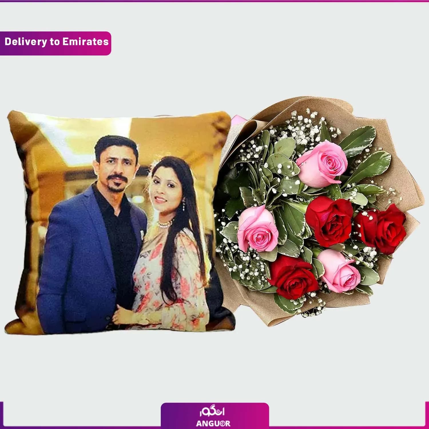 بالشتک با عکس چاپی و دسته گل ( دبی و امارات) — تصویر ۲