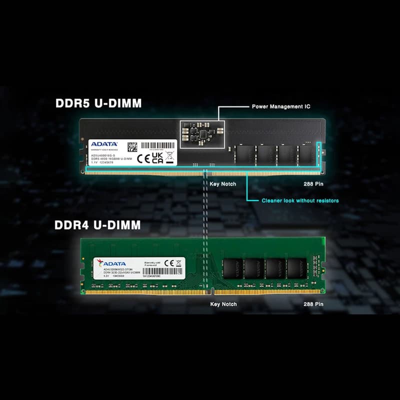 رم کامپیوتر DDR5 تک کاناله 4800 مگاهرتز CL40 ای دیتا مدل Premier ظرفیت 16 گیگابایت — تصویر ۶