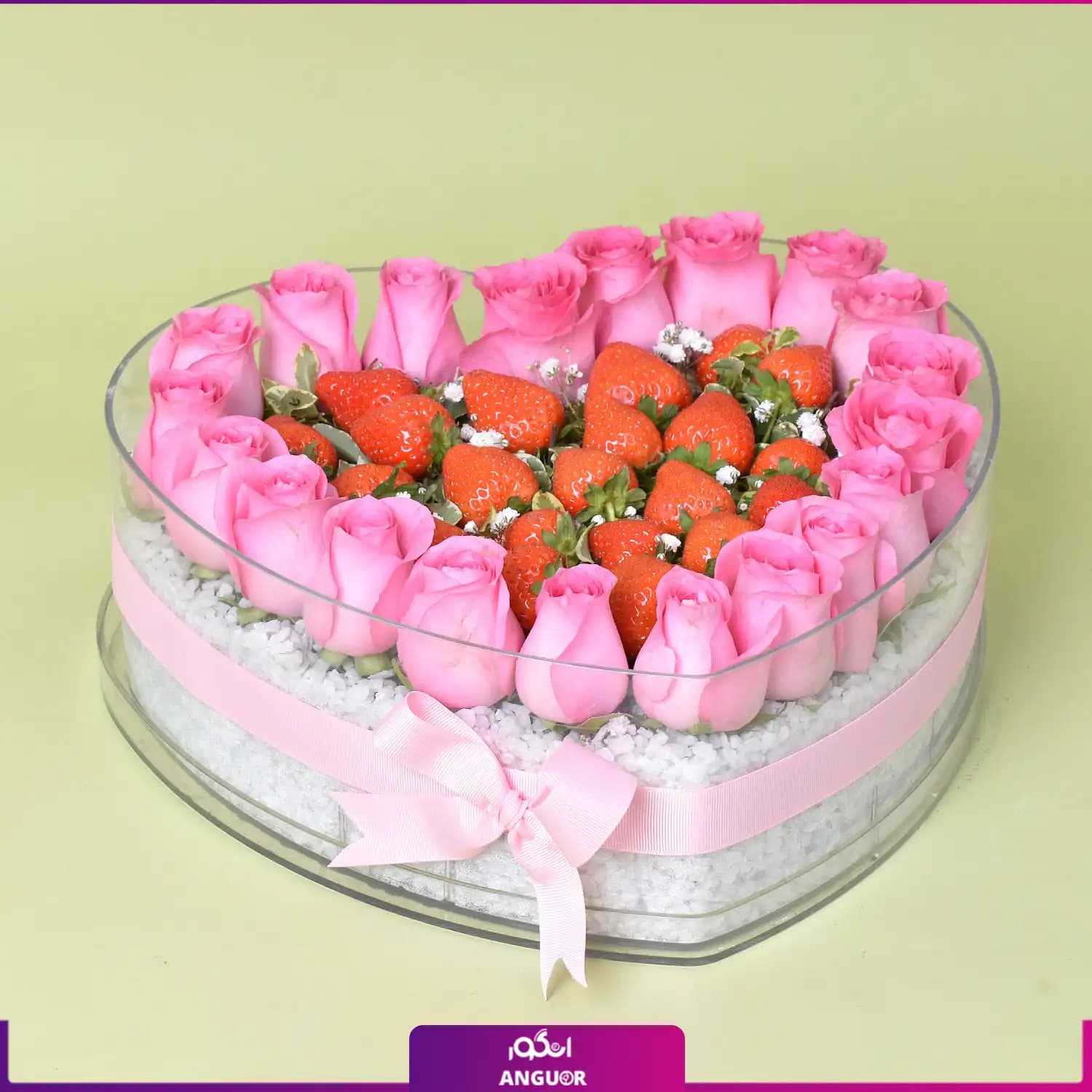 باکس شیشهای شکل قلب (رز و توت فرنگی) — تصویر ۵