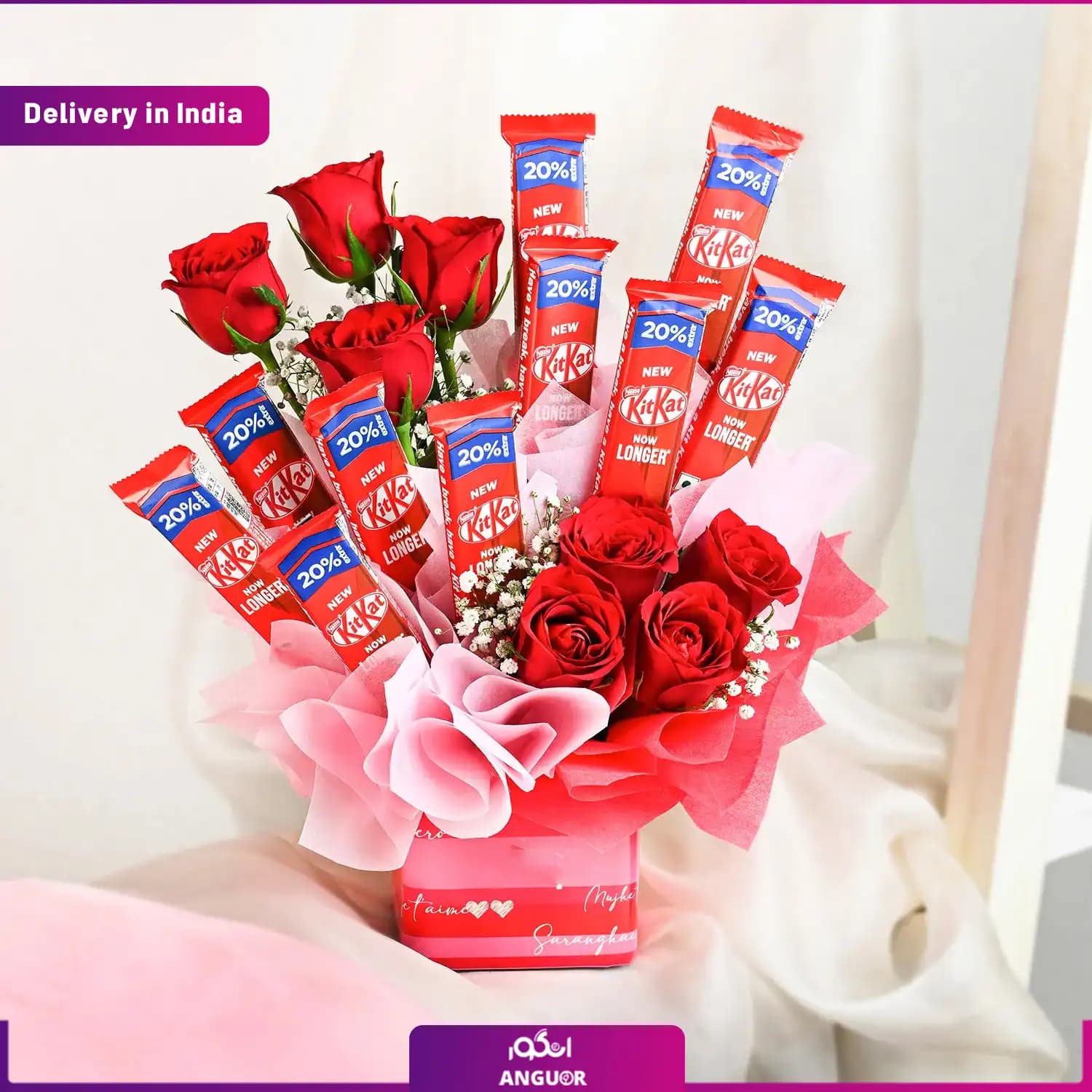 باکس هدیه گل و شکلات (ارسال گل به هند) — تصویر ۲