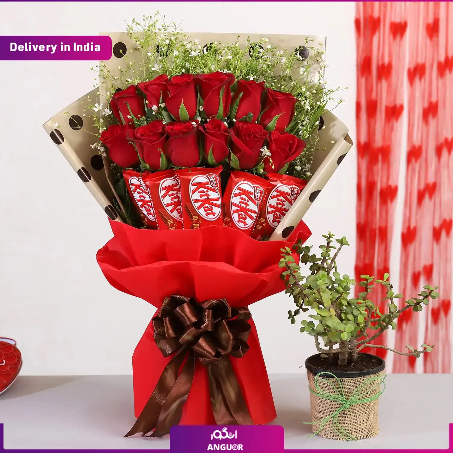ست هدیه گل و شکلات (تحویل در هند)