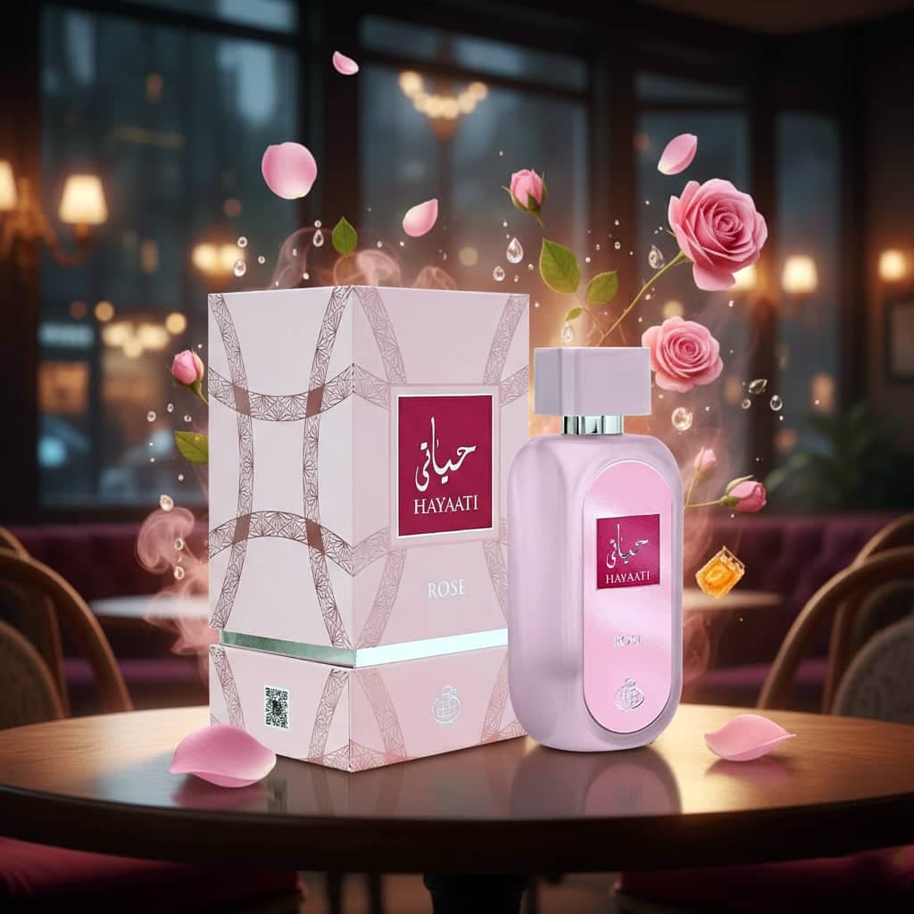 عطر ادکلن زنانه حیاتی رز فراگرنس ورد (Fragrance World Hayaati Rose) حجم 100 میل — تصویر ۱۰