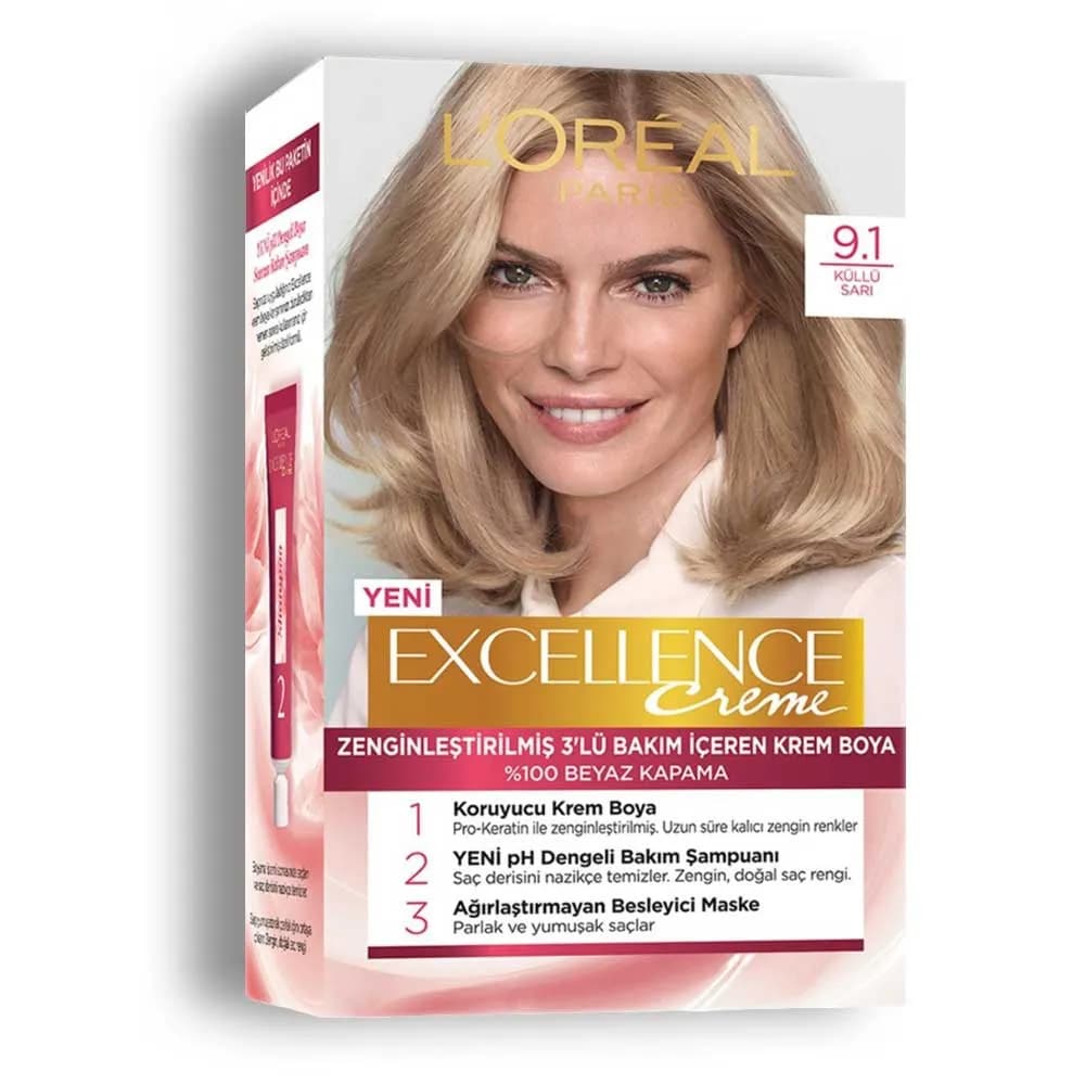 رنگ ‌موی شماره 9.1 لورال loreal رنگ بلوند دودی سری Excellence — تصویر ۶