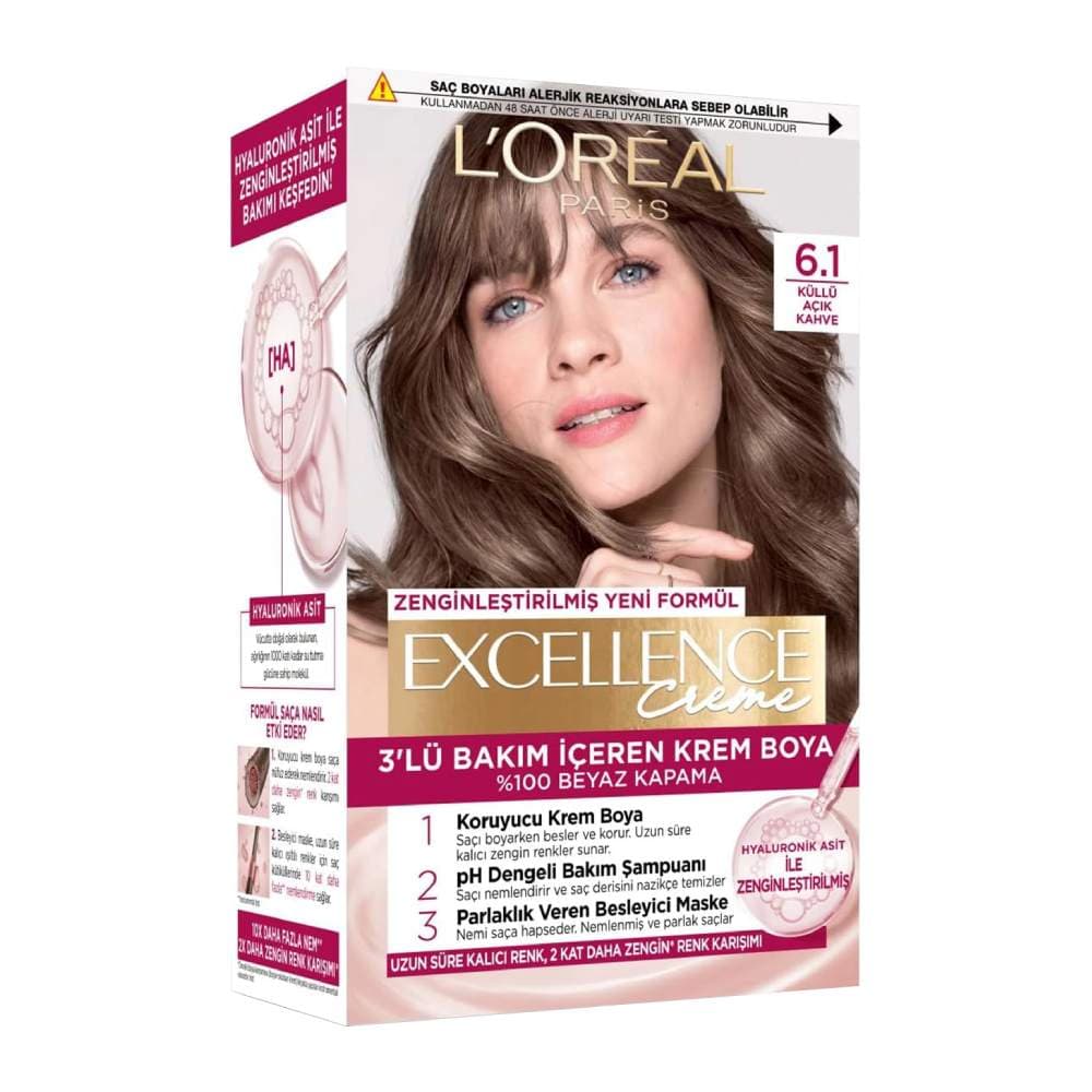 رنگ ‌موی شماره 6.1 لورال loreal رنگ قهوه ای روشن دودی سری Excellence — تصویر ۱۰