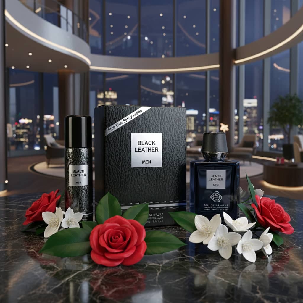 عطر ادکلن مردانه فراگرنس ورد بلک لدر (Fragrance World Black Leather) حجم 100 میل با اسپری رایگان — تصویر ۵