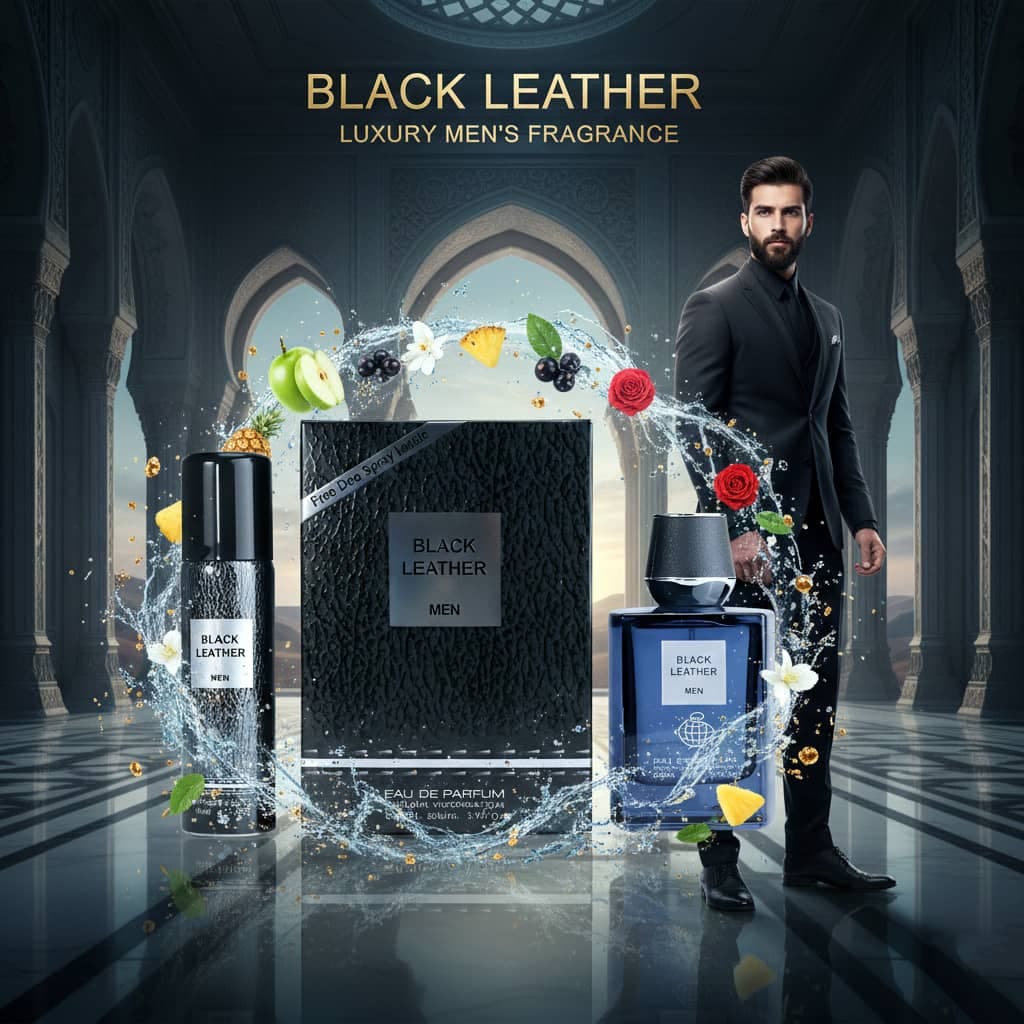 عطر ادکلن مردانه فراگرنس ورد بلک لدر (Fragrance World Black Leather) حجم 100 میل با اسپری رایگان — تصویر ۸