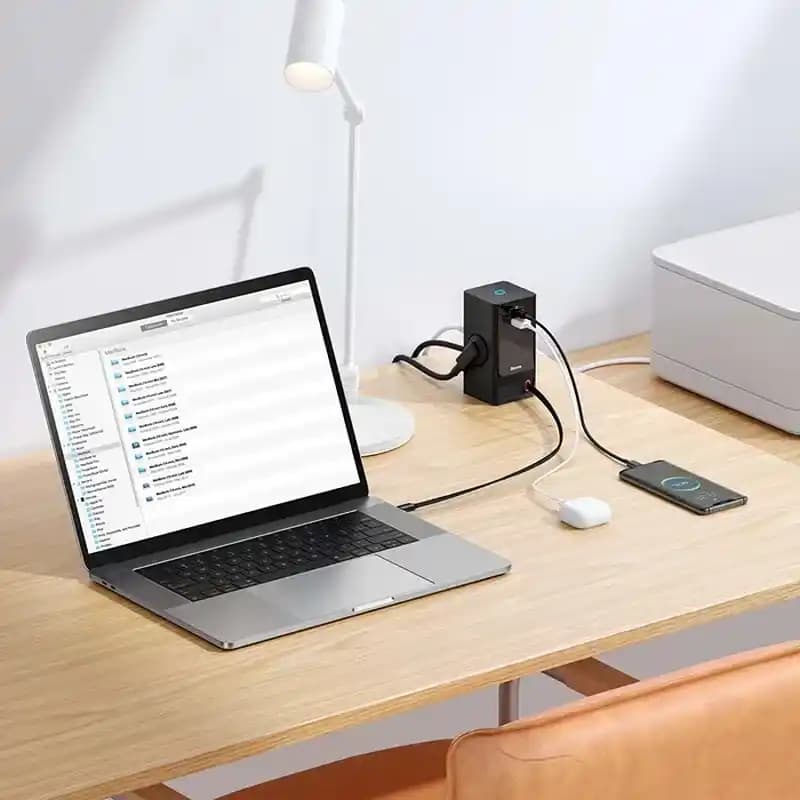 شارژر رومیزی باسئوس Baseus PowerCombo 5 2AC+1u+1C PSLR000301 65W — تصویر ۸