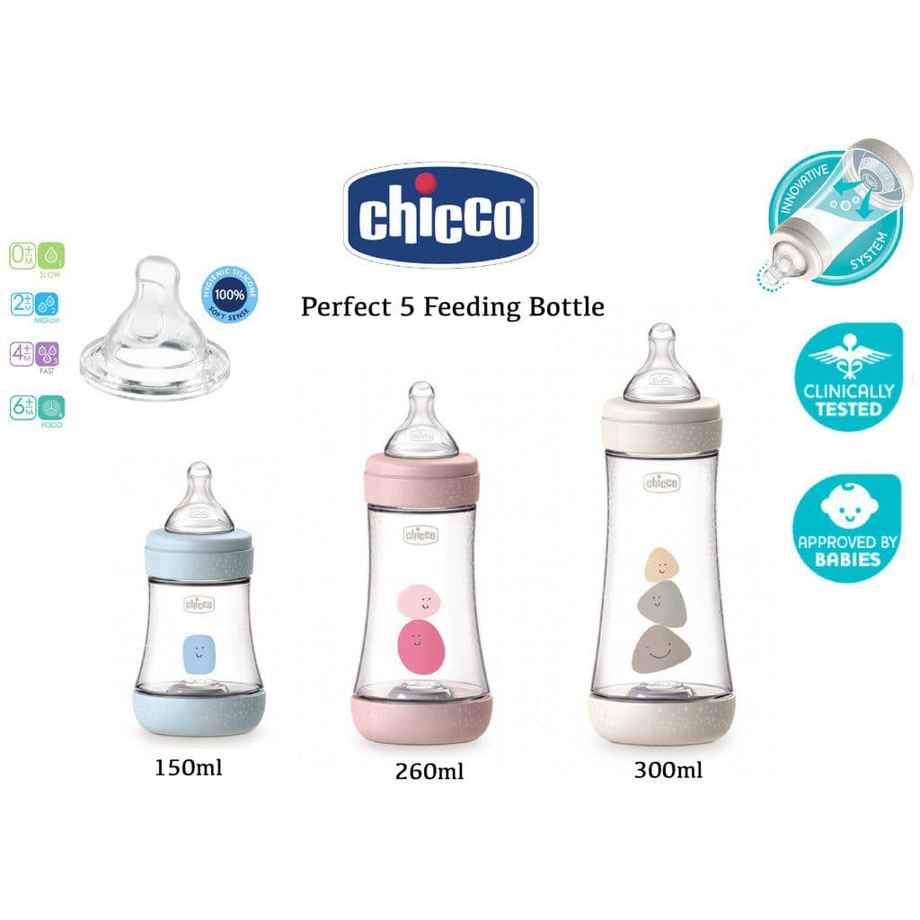 شیشه شیر پرفکت perfect ۵ میل 300ml ضد نفخ +4m چیکو chicoo — تصویر ۱۱