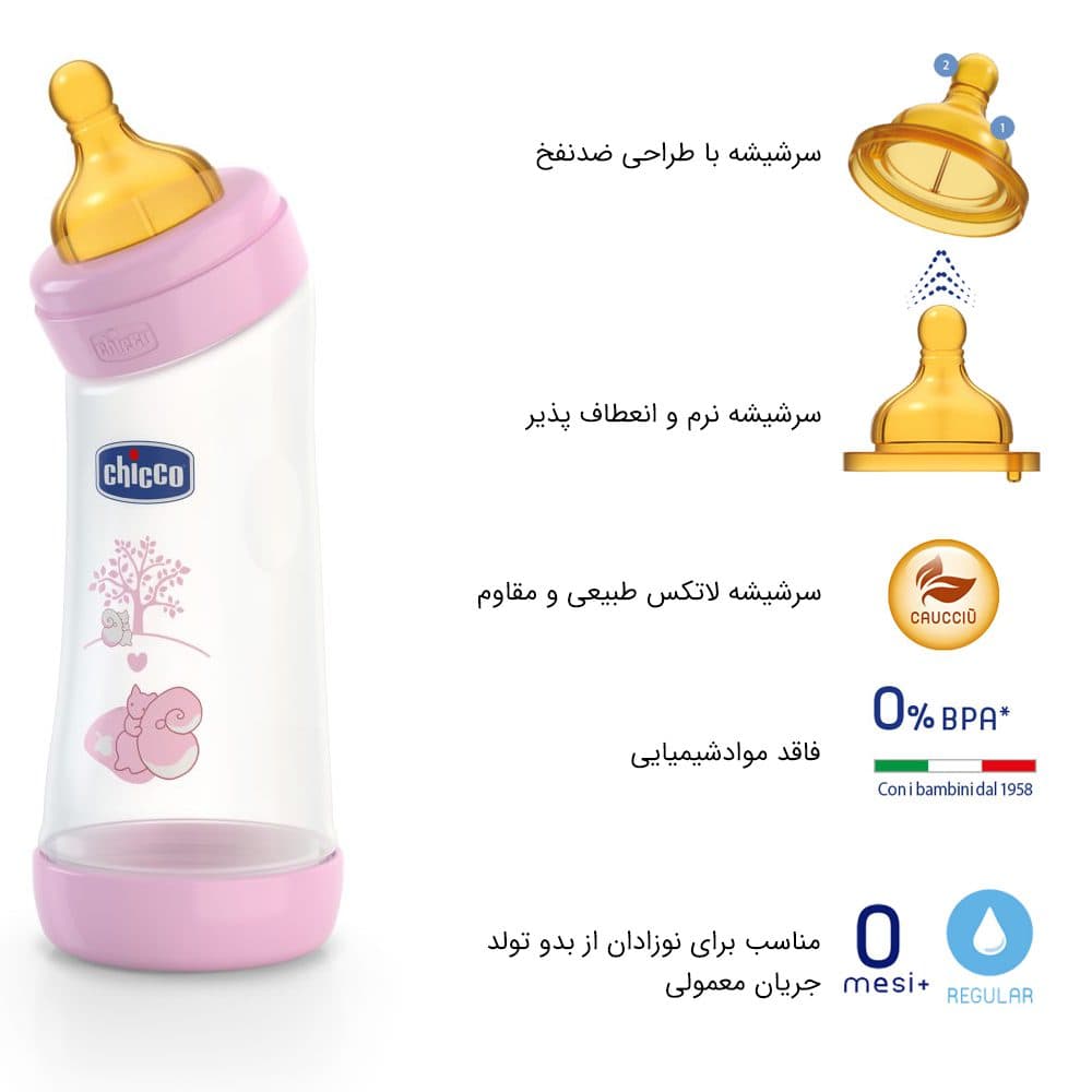 شیشه شیر ول بی اینگ زاویه دار لاتکس چیکو بدو تولد گنجایش 250 میلی لیتر — تصویر ۸