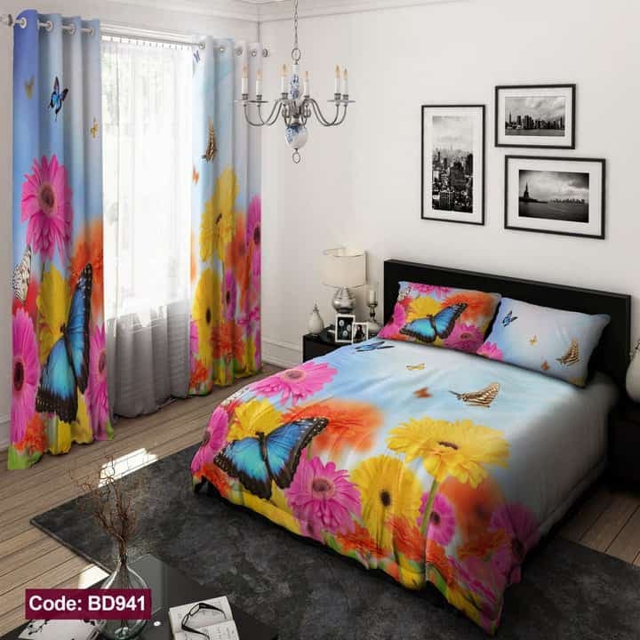 روتختی طرح گل و پروانه کد BD941