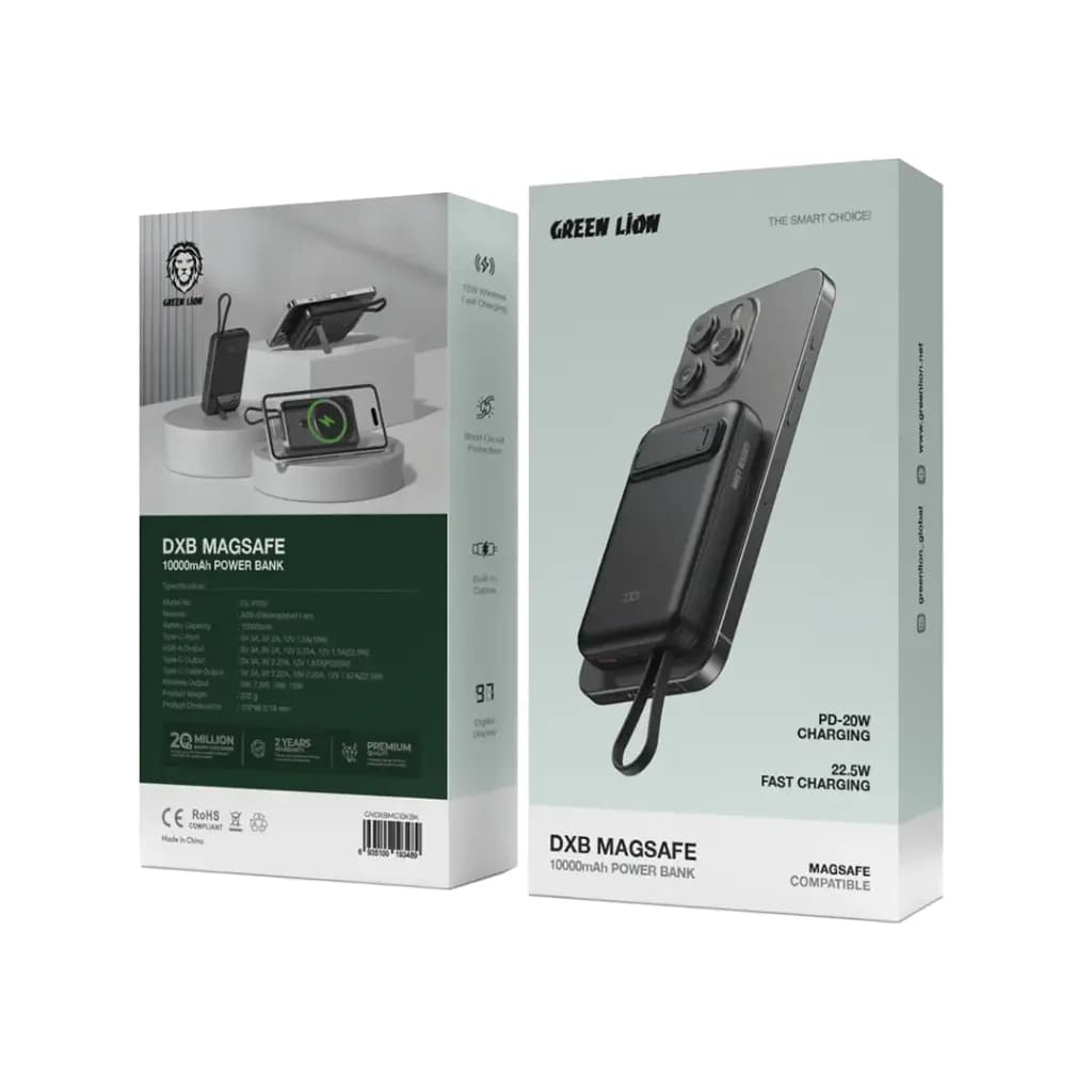 پاوربانک 22.5 وات گرین لاین مدل DXB Magsafe ظرفیت 10000 میلی آمپر — تصویر ۱۲