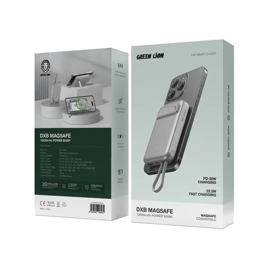 پاوربانک 22.5 وات گرین لاین مدل DXB Magsafe ظرفیت 10000 میلی آمپر — تصویر ۹