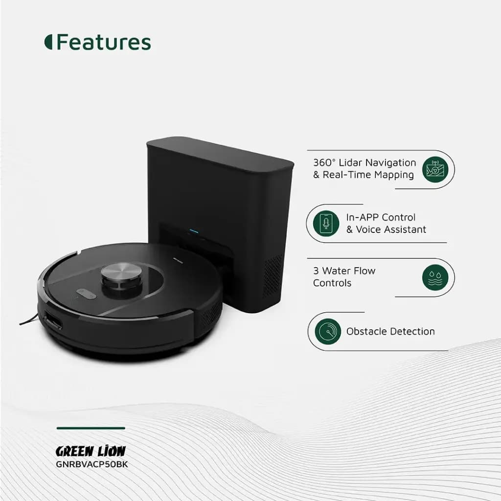 جاروبرقی رباتیک هوشمند 4000Pa گرین لاین مدل Vacuum Pro GNRBVACP50BK — تصویر ۶