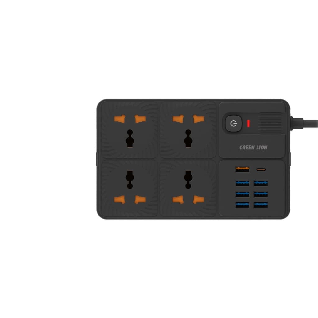 چندراهی و محافظ برق 3250 وات گرین لاین Power Socket 7 USB-A Port & 1 PD Port GNPS7UPDEUBK