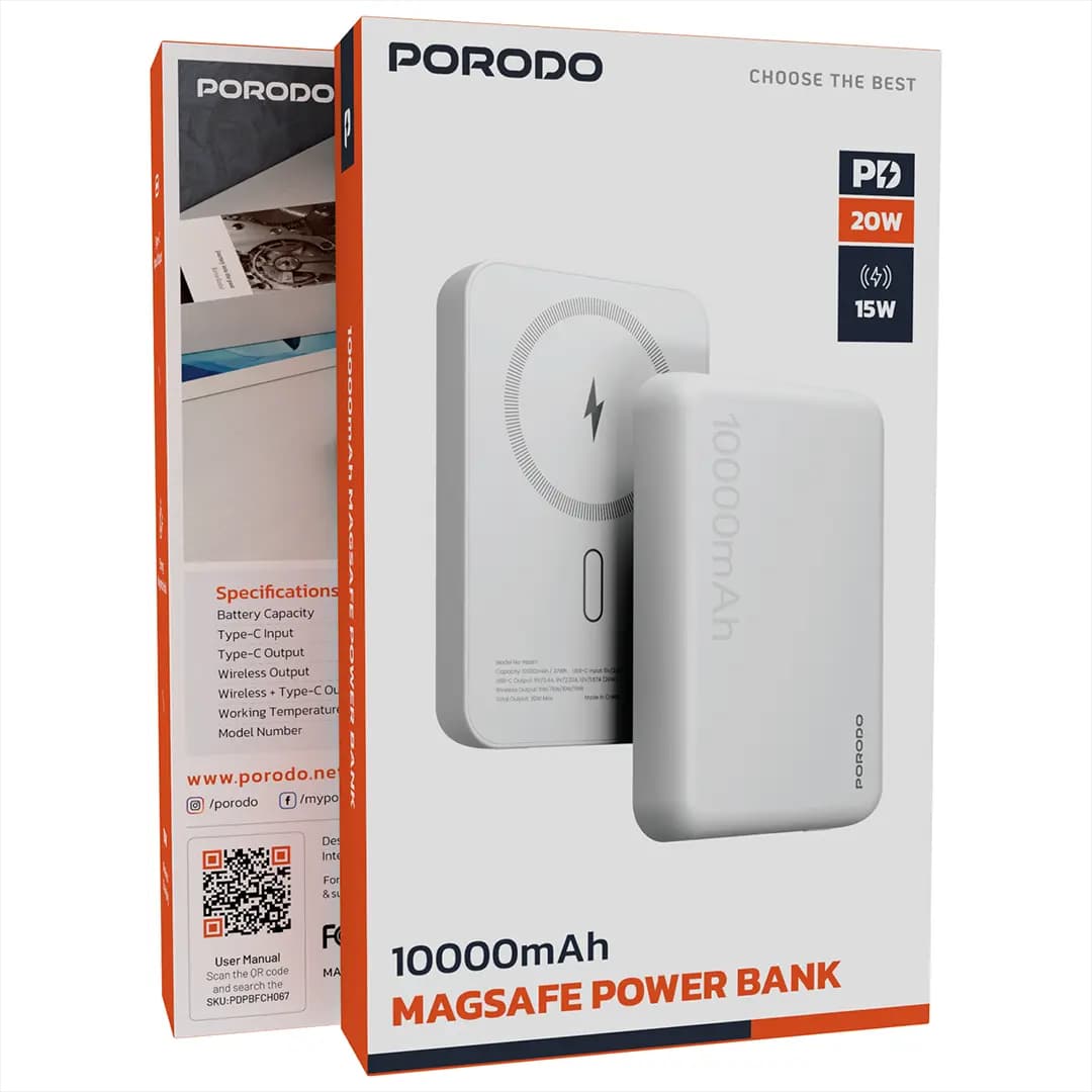 پاوربانک 10000mAh مگ‌سیف پورودو مدل Porodo Magsafe Powerbank PB067 — تصویر ۵