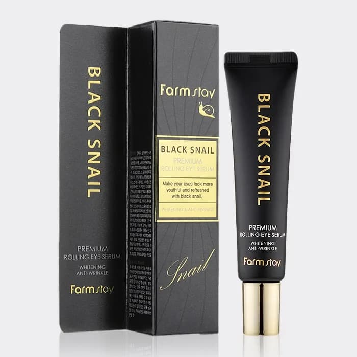 سرم دور چشم رولی حلزون سیاه فارم استی حجم 25 میل مدل Farm Stay Black Snail Premium Rolling Eye Serum — تصویر ۳