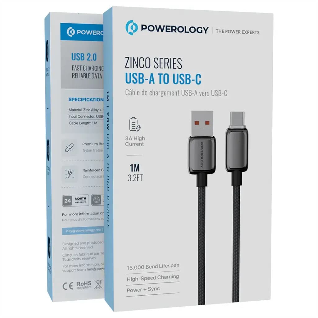 کابل USB-A به USB-C پاورولوژی 1 متری مدل ZINCO SERIES — تصویر ۵