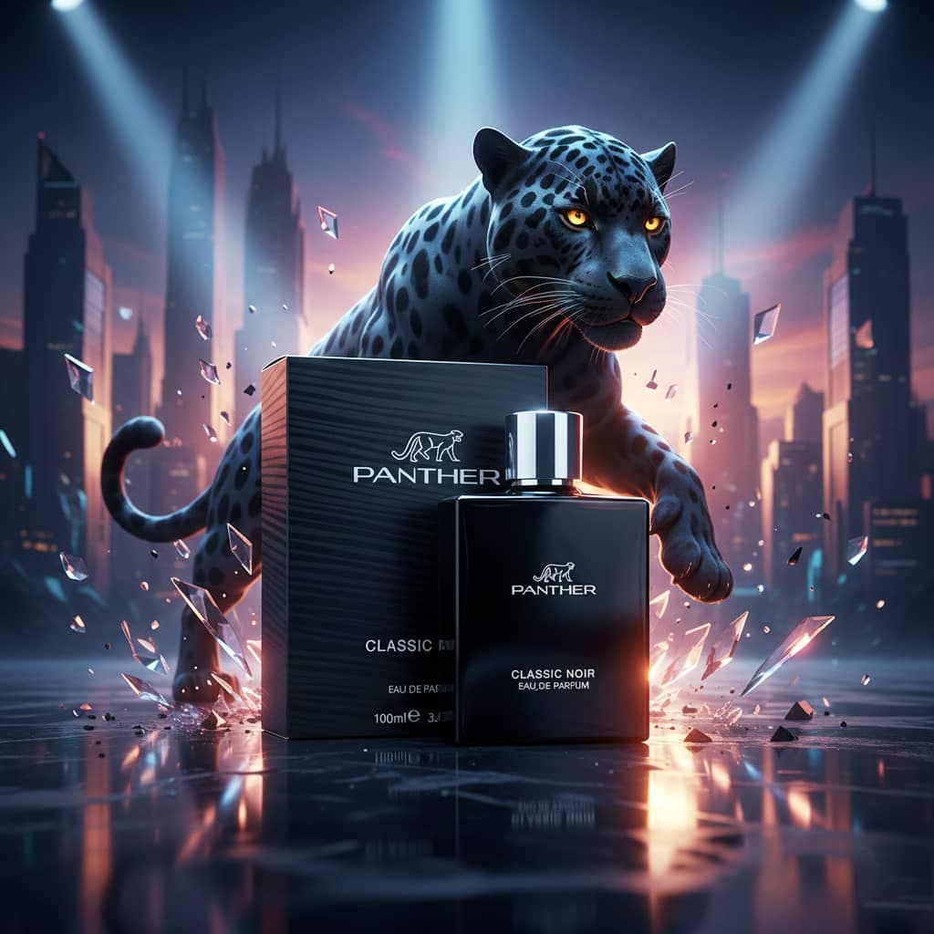 عطر ادکلن مردانه جگوار مشکی کلاسیک بلک فراگرنس ورد مدل پنتر کلاسیک نویر (Fragrance World Panter Classic Noir) حجم 100 میل