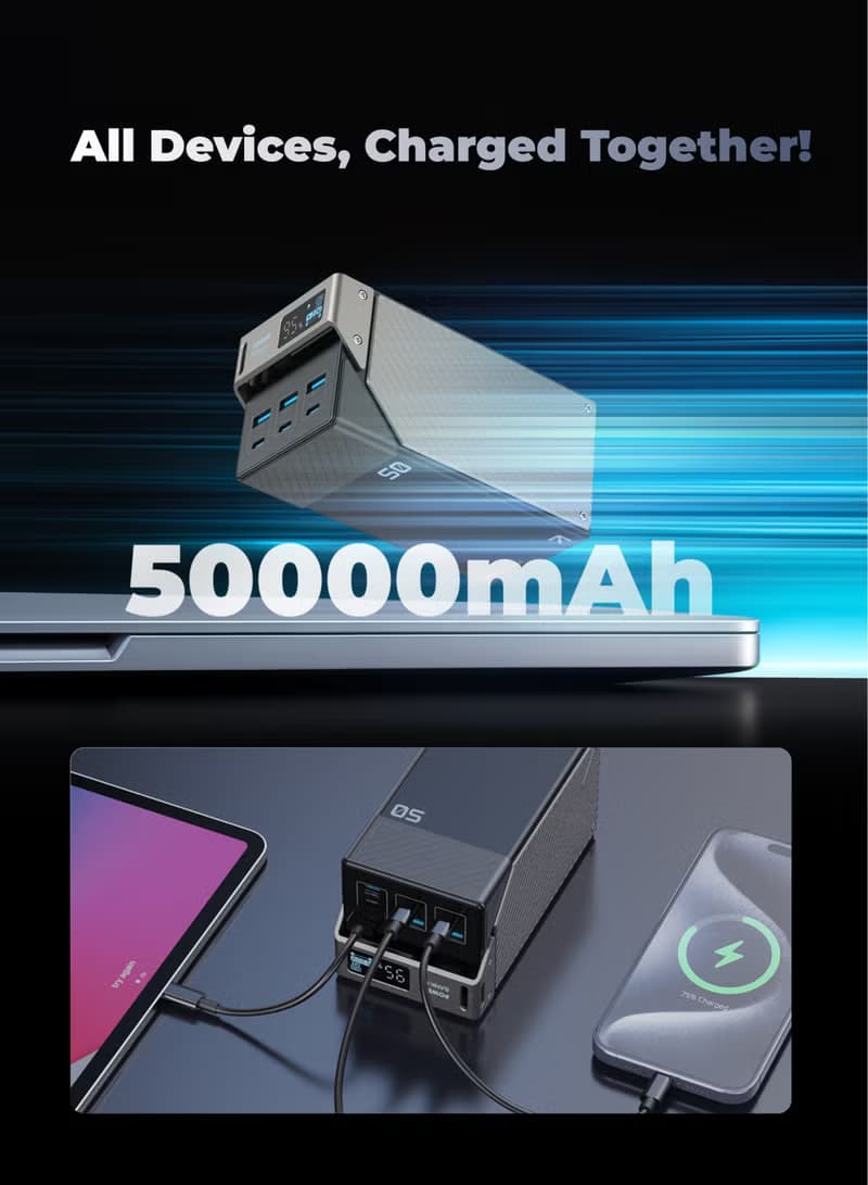 پاوربانک 50000 میلی آمپر پاورولوژی 65وات Powerology 50000mAh Power Bank PPBCHA68 — تصویر ۱۰