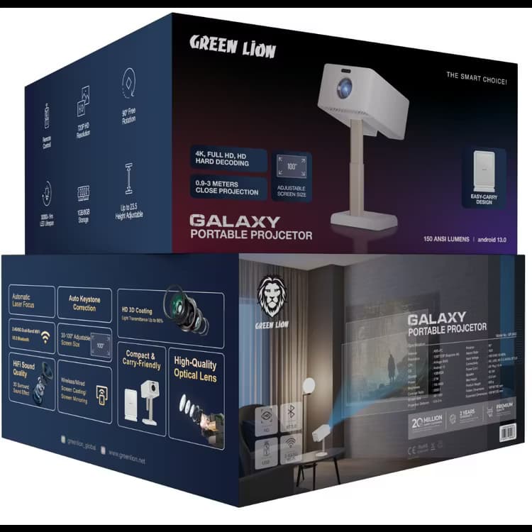 پروژکتور قابل حمل گرین لاین 4k مدل Galaxy GNGX4K5PROWH — تصویر ۹