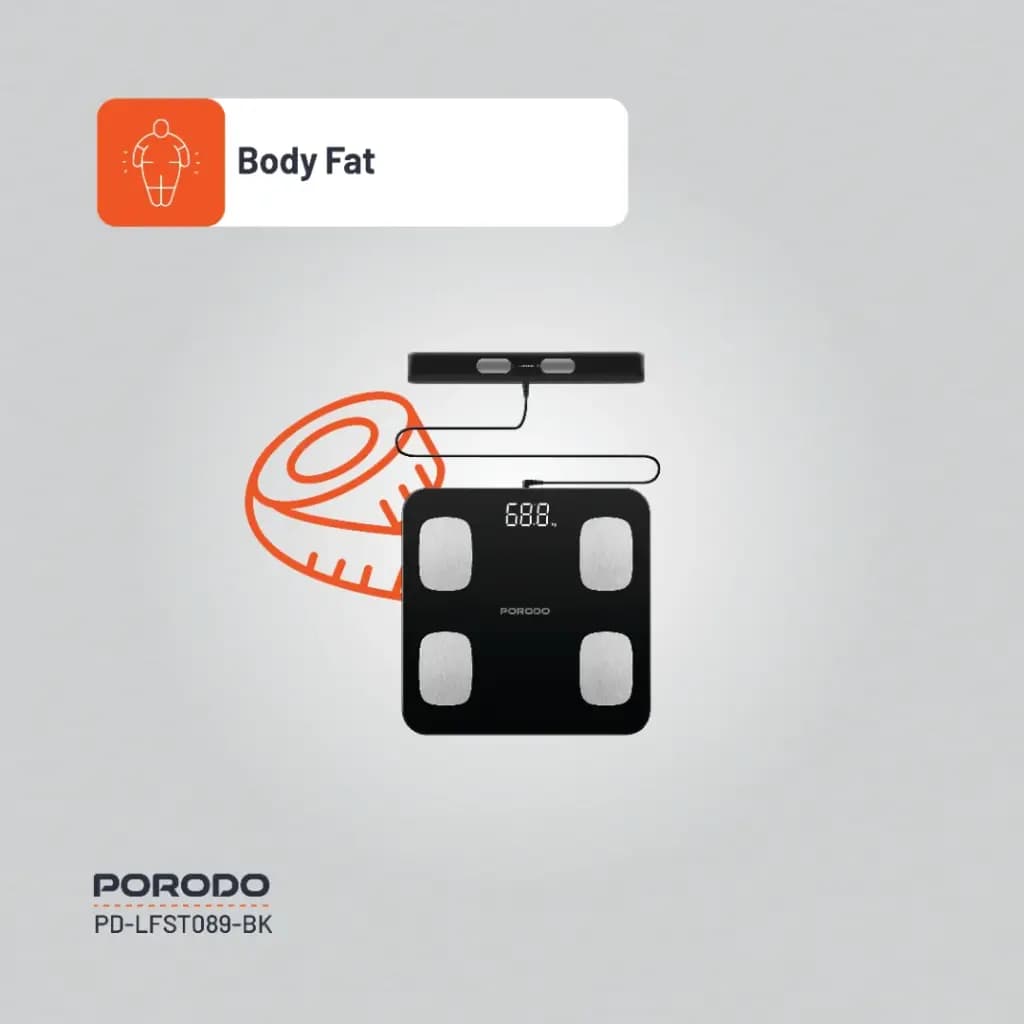 ترازو هوشمند همراه با دسته پرودو Porodo Lifestyle Precise Analysis Smart Scale — تصویر ۹