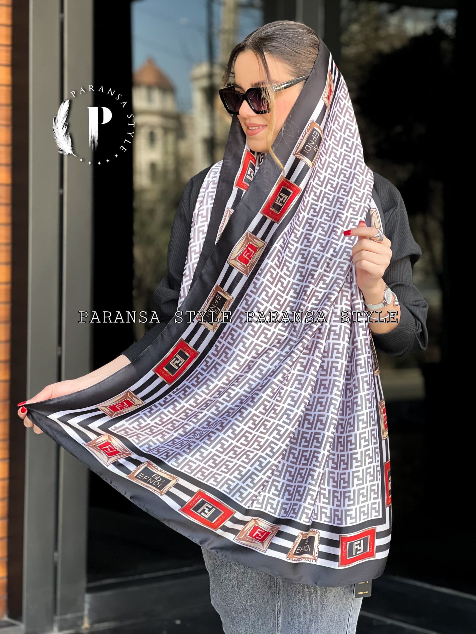 شال ابریشم فندی — تصویر ۷