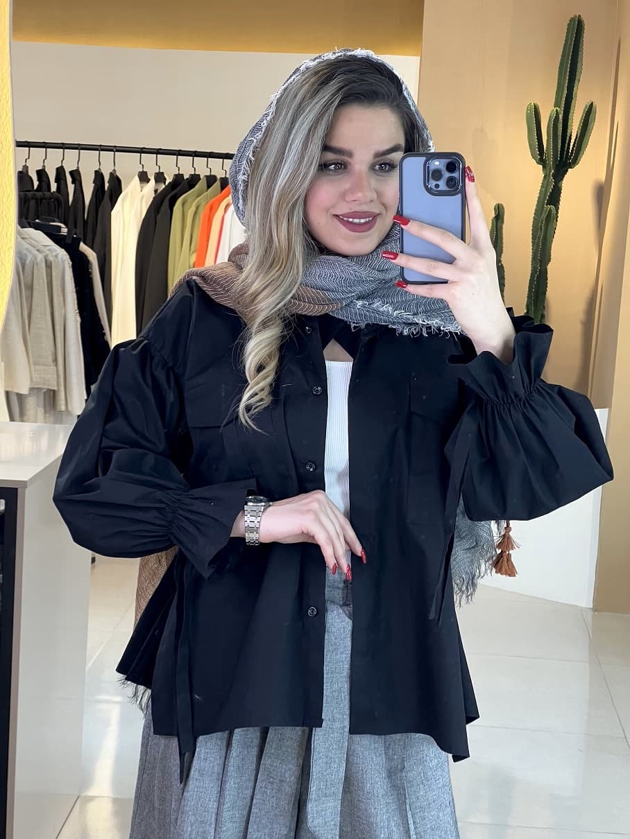 شومیز مشکی آستین بندی