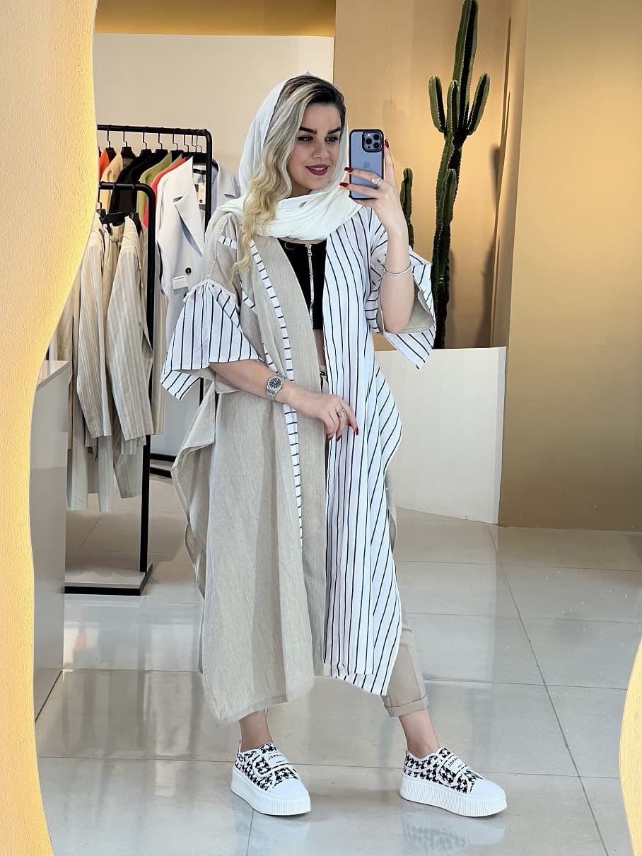 مانتو بلند کرم_سفید