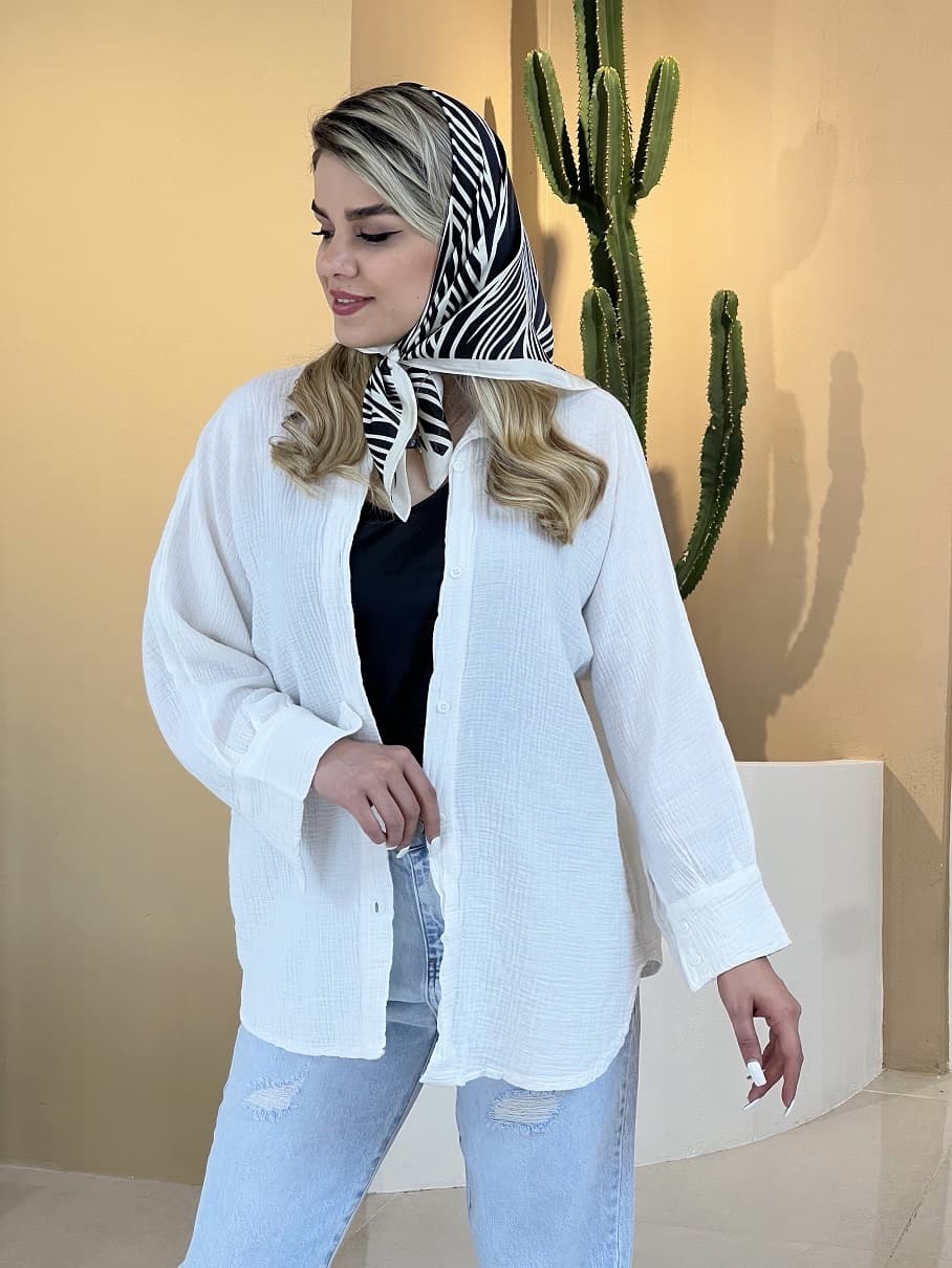 شومیز ساده سفید — تصویر ۷