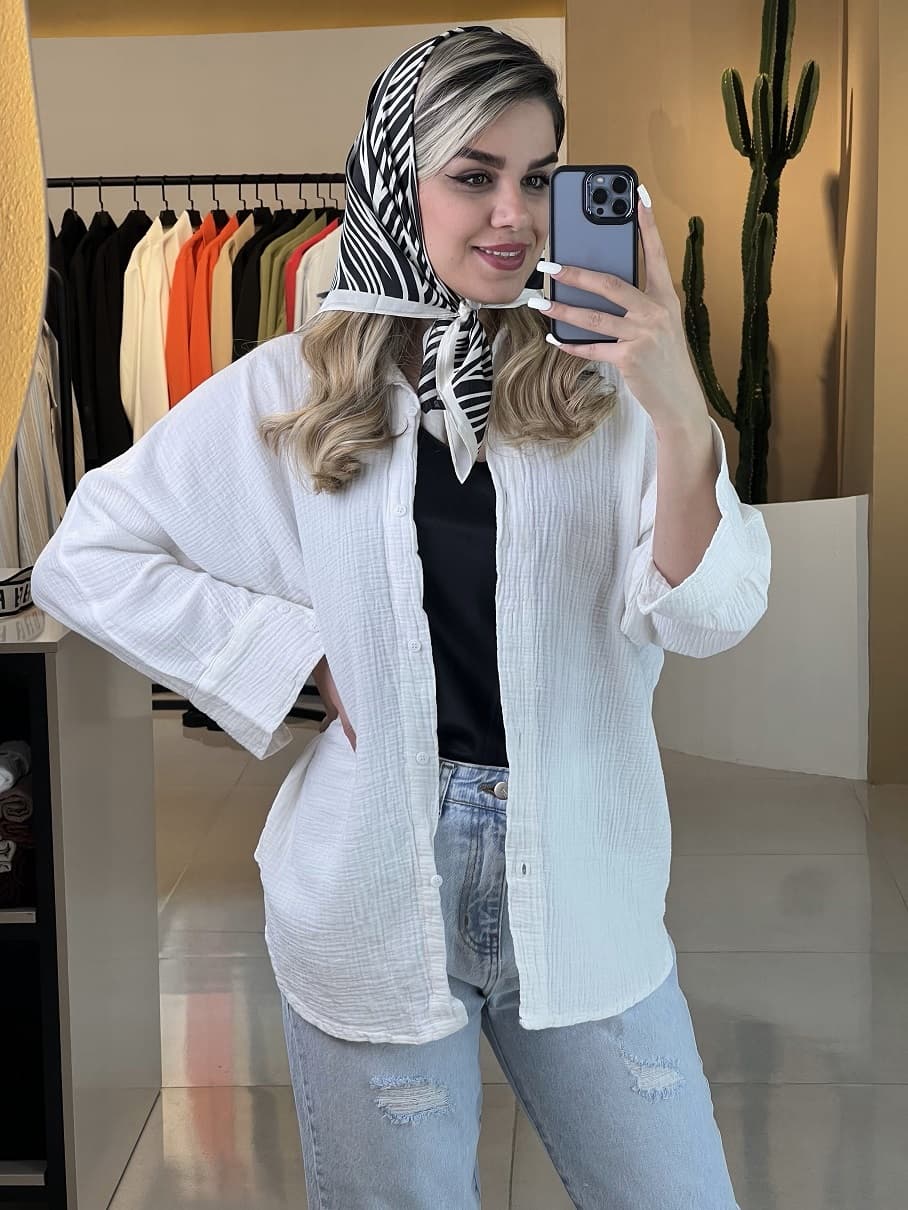 شومیز ساده سفید — تصویر ۹