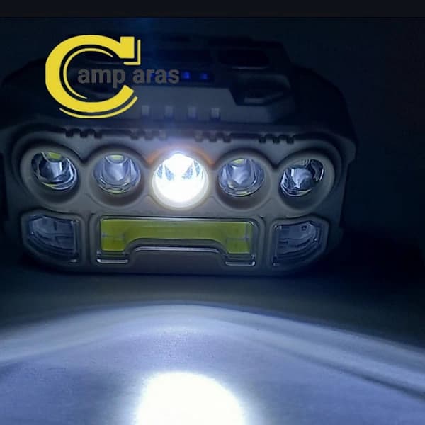 هدلایت پیشانی سنسوردار شارژی HX-817S COB 5LED — تصویر ۸
