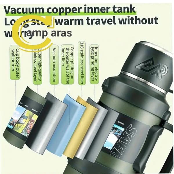 فلاسک وکیوم 3200 میلی لیتر سیف SAFE SUS 316 دوجداره — تصویر ۶