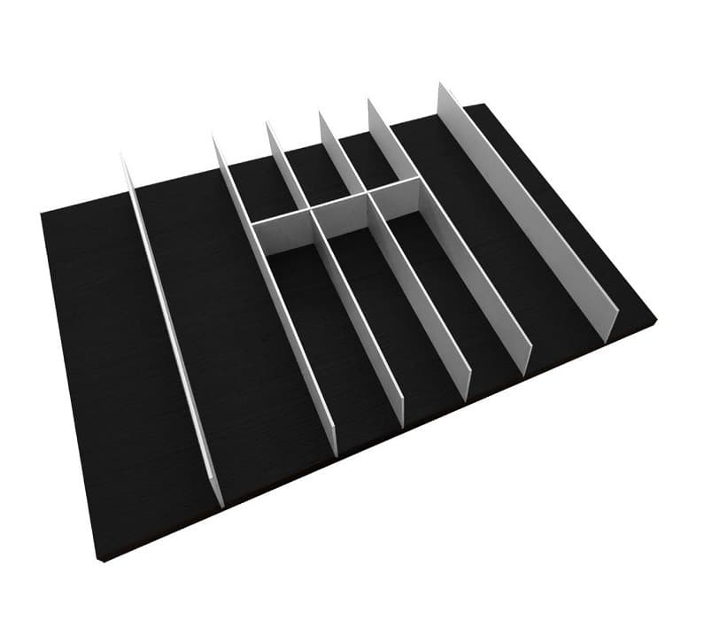 جای قاشق و چنگال مشکی با تقسیم کننده آلومینیومی ثابت ریل دبل باکس عرض 120 فانتونی کد O254