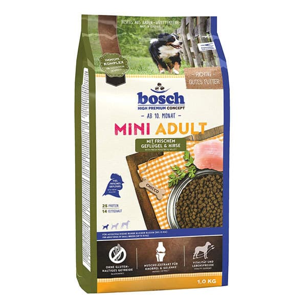 غذای سگ نژاد کوچک با طعم مرغ و ارزن بوش – Bosch Mini Adult Geflugel Horse