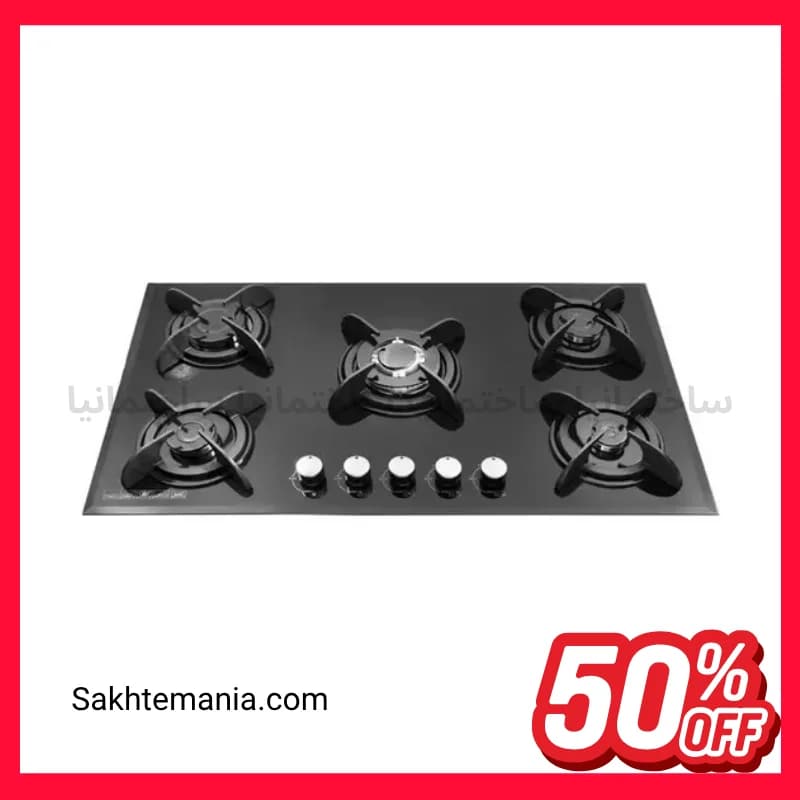 گاز رومیزی ۵ شعله شیشهای جیلارد مدل G-1506s | طراحی مدرن با ایمنی ترموکوپل و فندک اتوماتیک — تصویر ۵