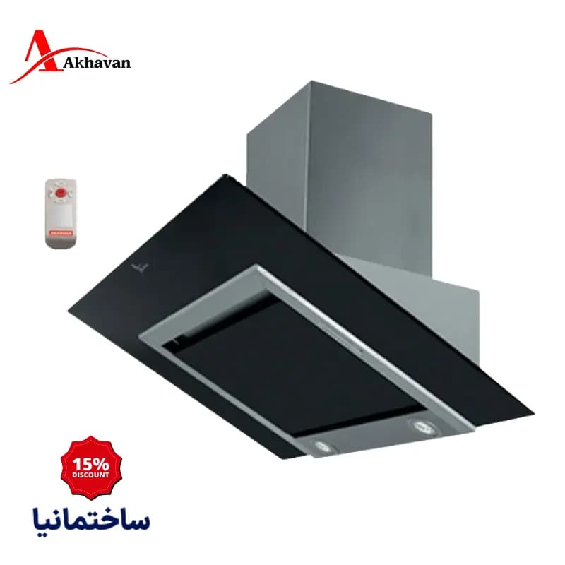 هود مورب اخوان مدل H38 | طراحی کلاسیک شیشه‌ای‌استیل با کنترل مکانیکی و فیلتر ذغالی