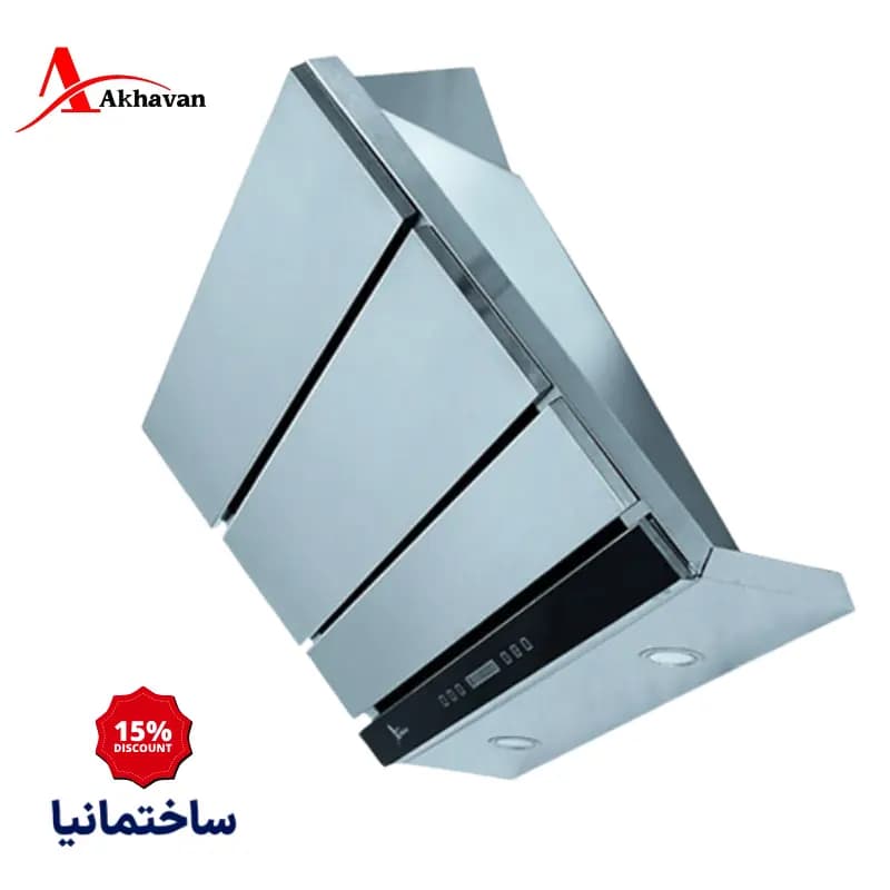 هود مورب اخوان مدل H19 | بدنه استیل نقرهای با قدرت مکش قوی و طراحی ساده و کاربردی — تصویر ۳