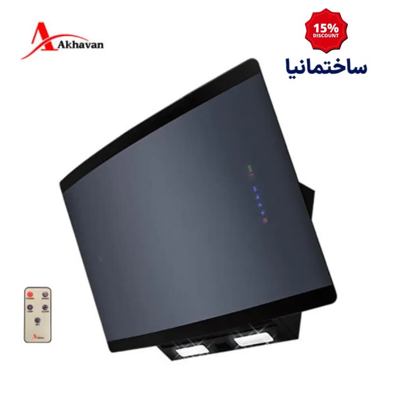 هود مورب اخوان مدل H72-B | هود شیشه‌ای مشکی با موتور توربو و سنسور دود — تصویر ۵