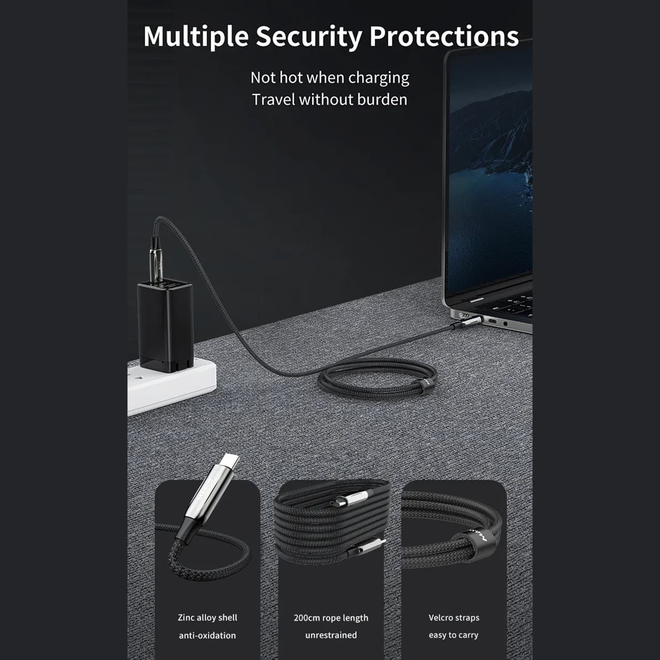کابل USB-C فست شارژ MAXCO مدل MS12CC طول 2 متری — تصویر ۷