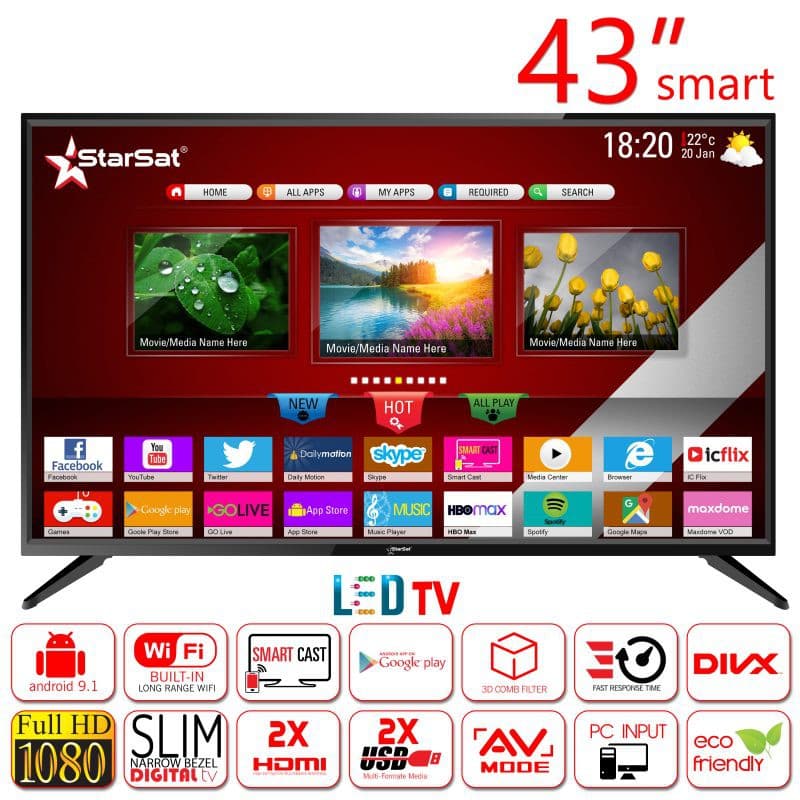 تلوزیون ال ای دی استارست 43 اینچ LED STARSAT 43″ MODEL SV-4305 T2/S2